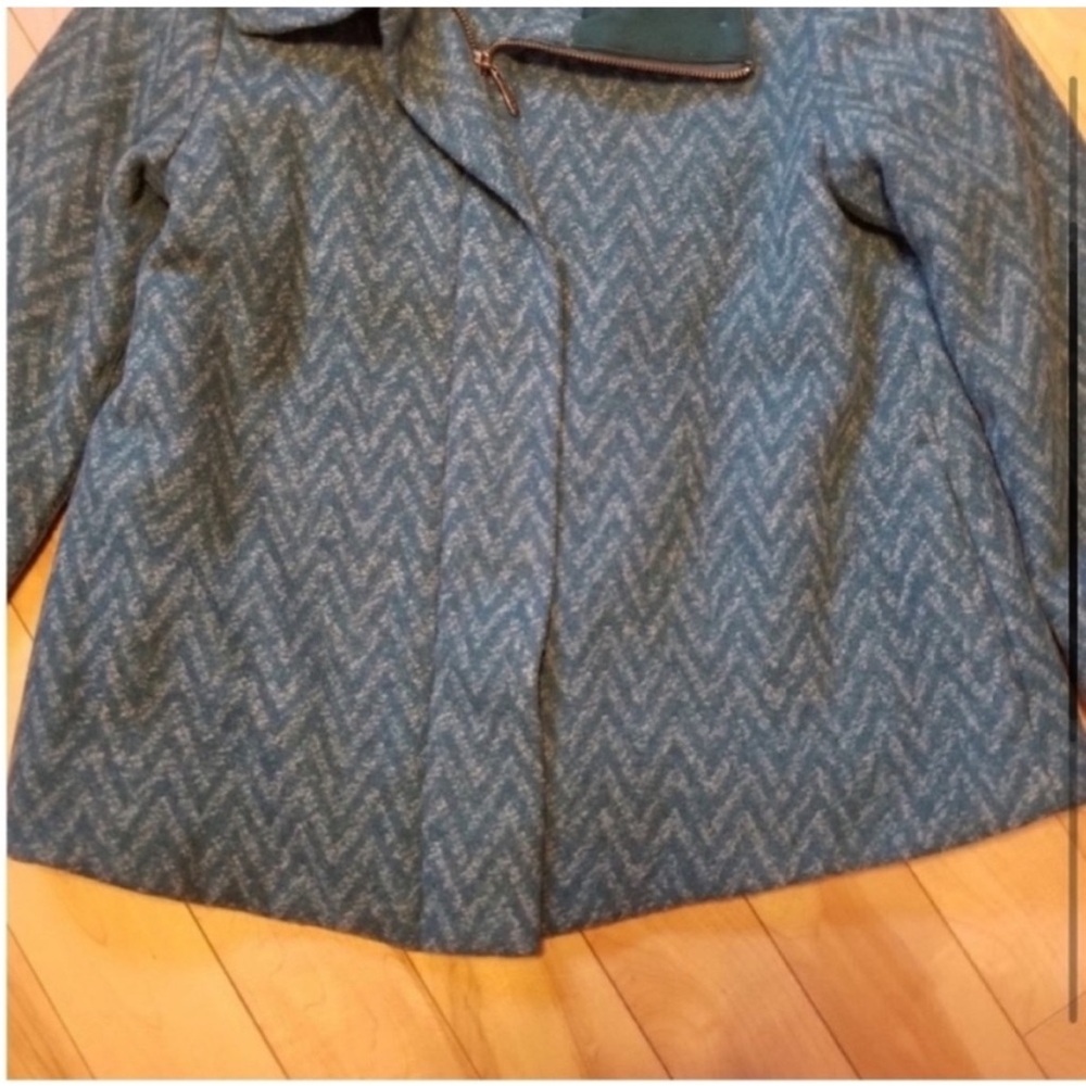 Prana Lily Wool Deep Teal Chevron wool blend coat extra small XS - Picture 4 of 9
